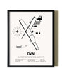 Framed Davenport Municipal Airport wall art poster in black frame