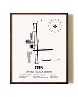 Dupont / Lapeer Airport aviation print in walnut frame