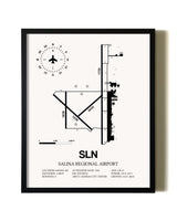 Framed Salina Regional Airport wall art poster in black frame