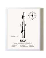 Pryor Field Regional Airport airport map poster in oak frame