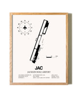 Jackson Hole Airport framed print in natural wood frame