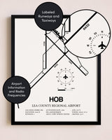 Framed Lea County Regional Airport layout wall art poster