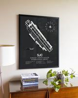 Gray Framed San Jose Mineta International Airport wall art poster in black frame