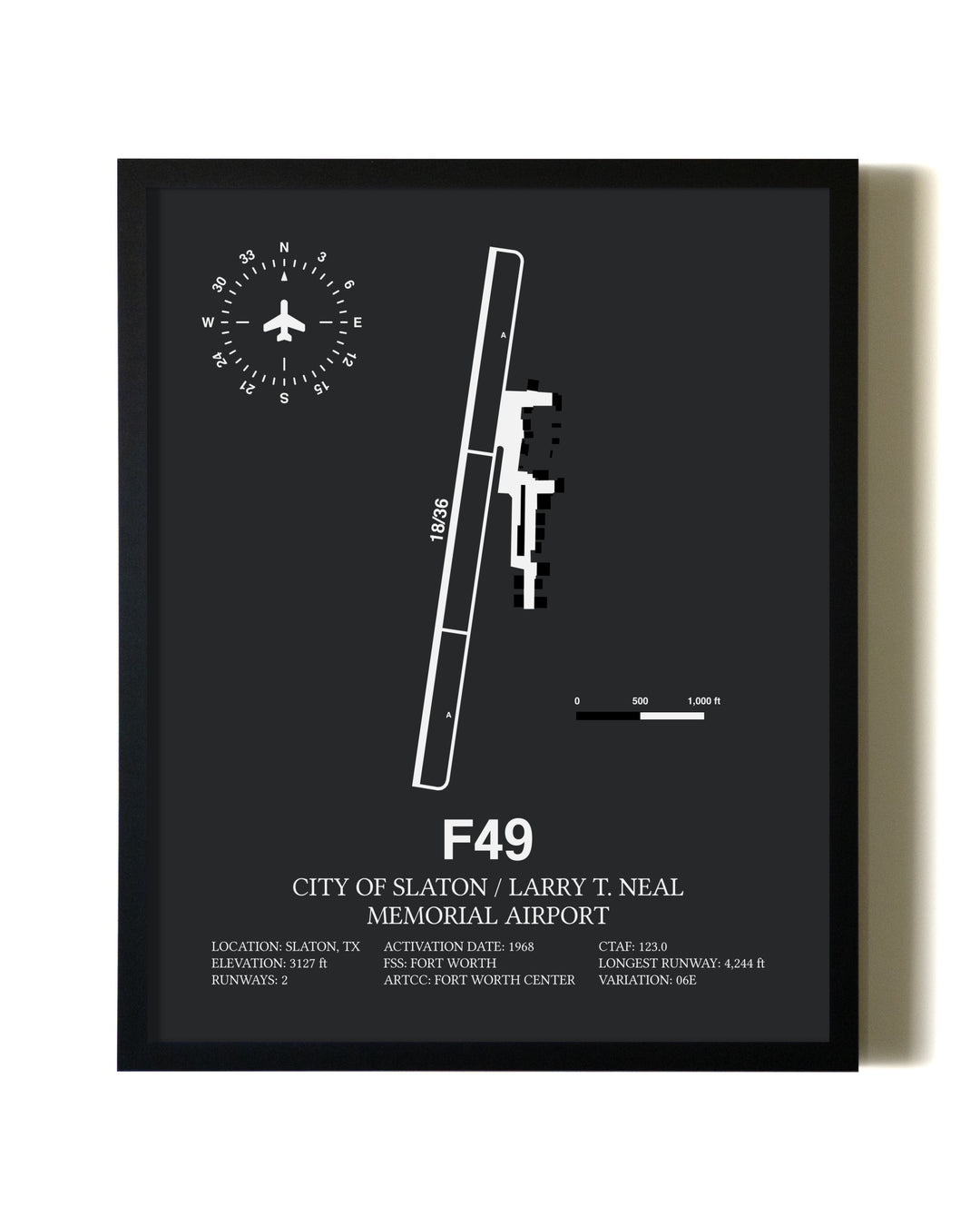 Unframed City Of Slaton / Larry T. Neal Memorial Airport map print poster