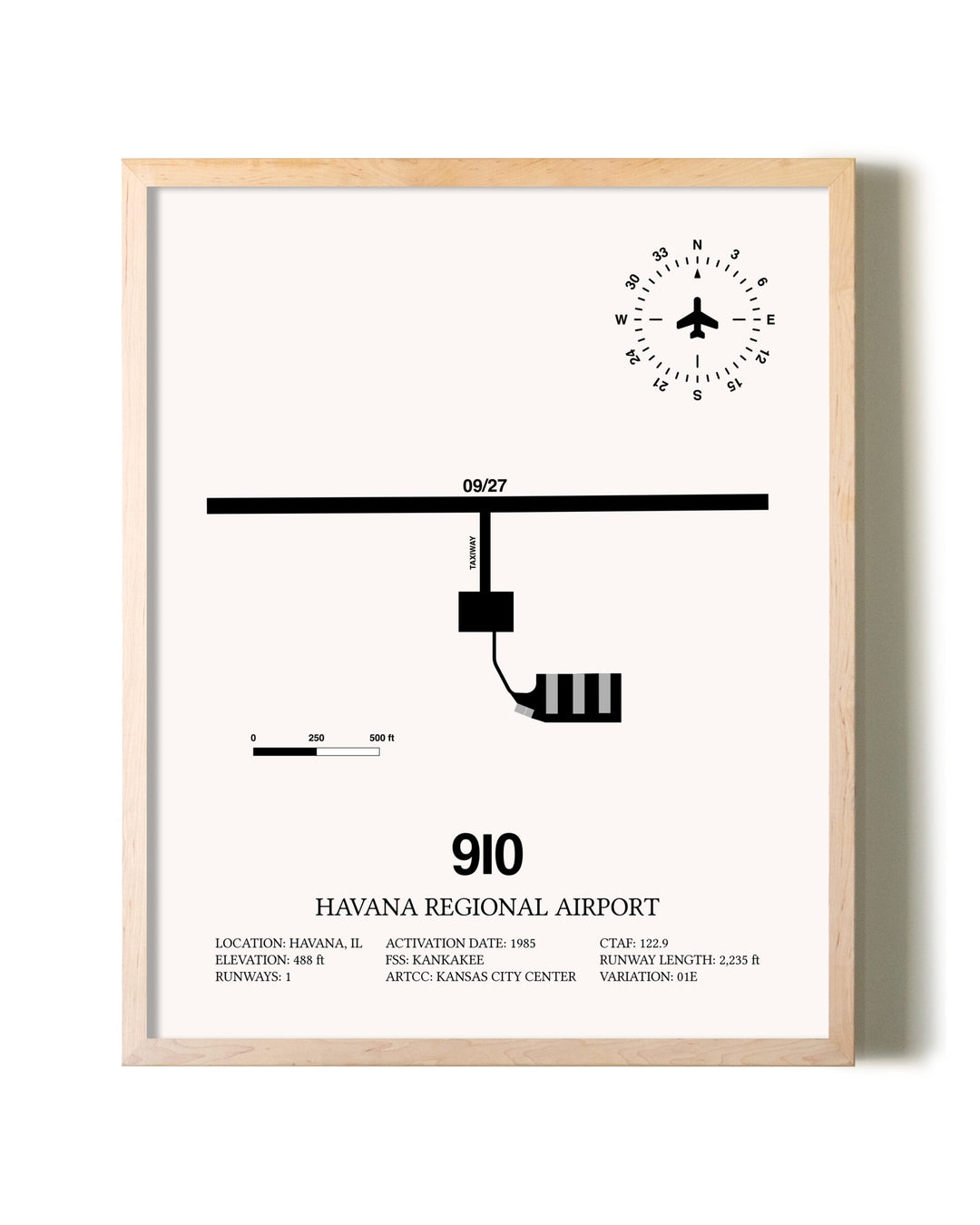 Havana Regional Airport framed wall art in white frame