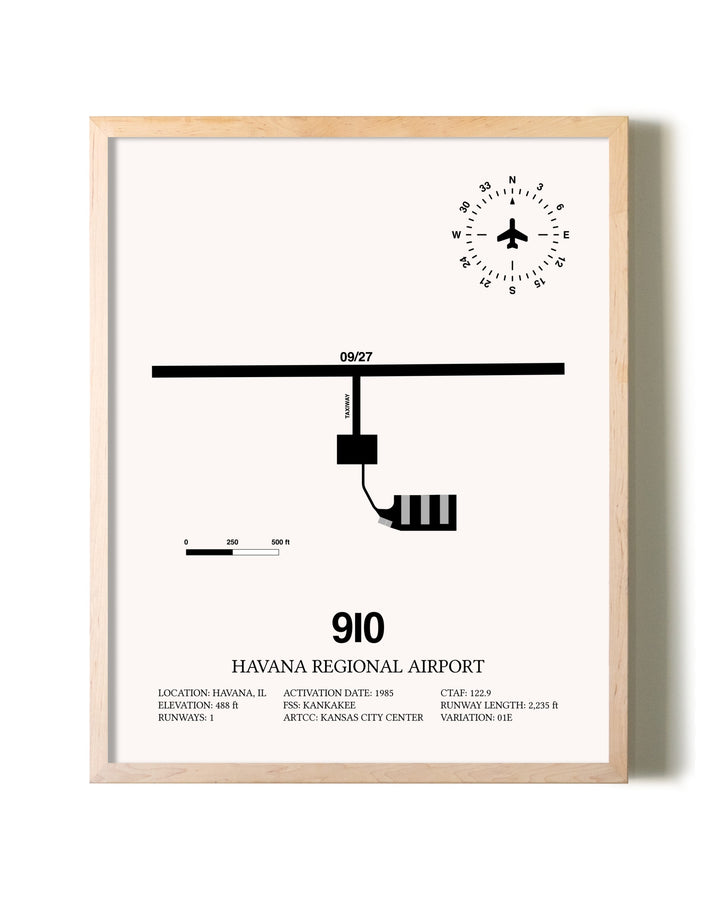 Havana Regional Airport framed wall art in white frame