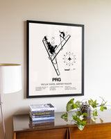 Vaclav Havel Airport Prague aviation wall décor in black wood frame