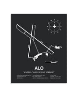 Gray Framed Waterloo Regional Airport layout wall art poster