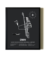 Unframed David Wayne Hooks Memorial Airport map print poster