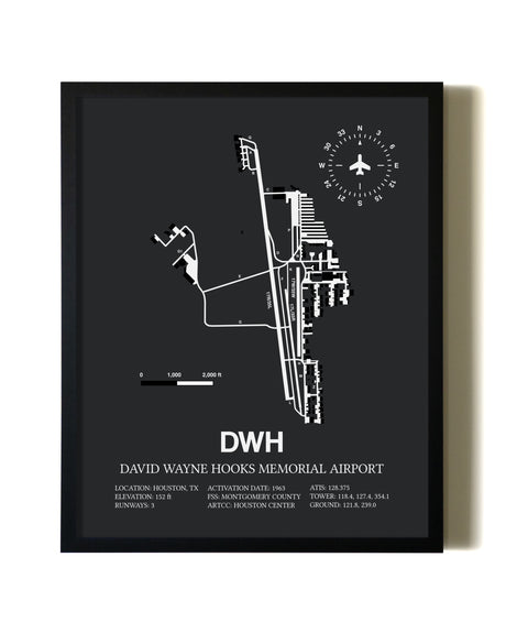 Unframed David Wayne Hooks Memorial Airport map print poster