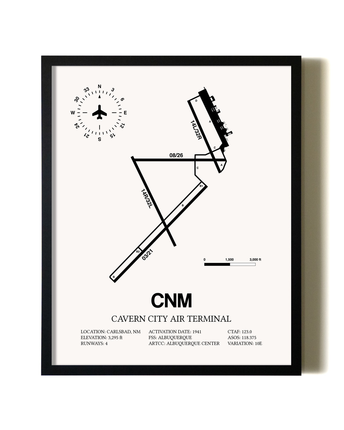 Framed Cavern City Air Terminal wall art poster in black frame