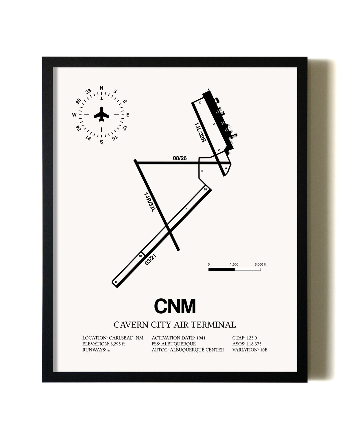 Framed Cavern City Air Terminal wall art poster in black frame