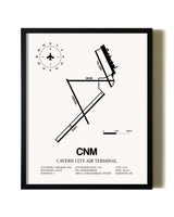 Framed Cavern City Air Terminal wall art poster in black frame
