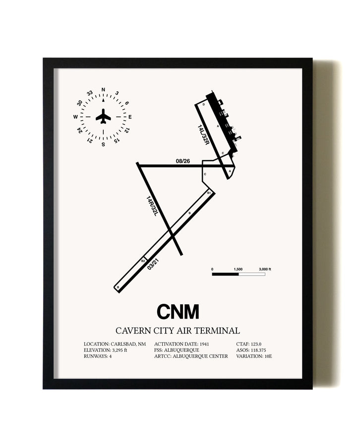 Framed Cavern City Air Terminal wall art poster in black frame