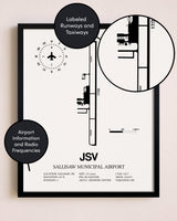 Framed Sallisaw Municipal Airport layout wall art poster