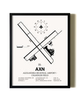 Framed Alexandria Regional Airport / Chandler Field wall art poster in black frame