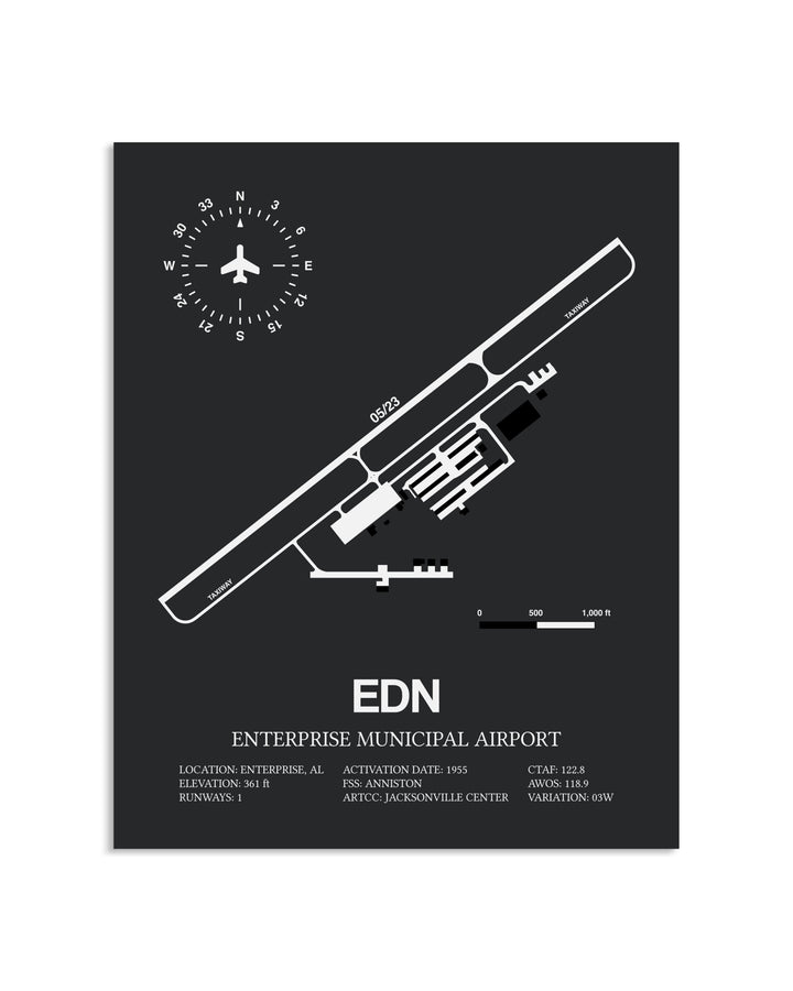 Gray Framed Enterprise Municipal Airport layout wall art poster