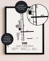 Framed Dupont / Lapeer Airport layout wall art poster