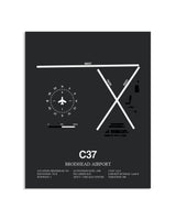 Gray Framed Brodhead Airport layout wall art poster