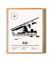Luis Munoz Marin International Airport framed print in natural wood frame