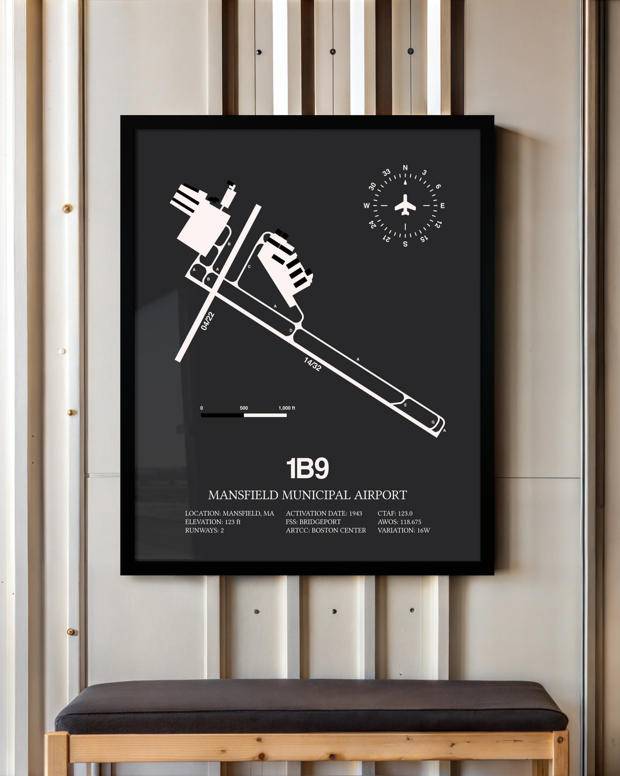 Frame color options for Mansfield Municipal Airport Wall Art