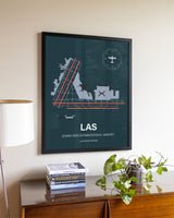 Framed Harry Reid International Airport layout wall art poster