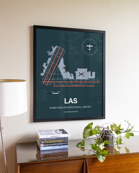 Framed Harry Reid International Airport layout wall art poster