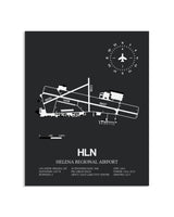 Gray Framed Helena Regional Airport layout wall art poster