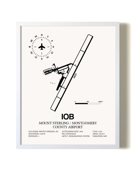 Mount Sterling / Montgomery County Airport airport map poster in oak frame