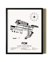 Framed Flying Cloud Airport wall art poster in black frame