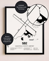 Framed Saratoga County Airport layout wall art poster