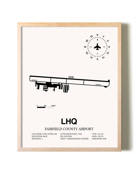 Fairfield County Airport framed wall art in white frame
