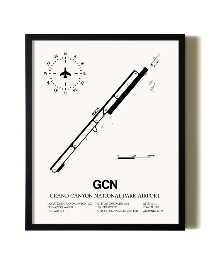 Framed Grand Canyon National Park Airport wall art poster in black frame