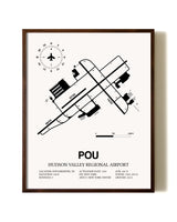 Hudson Valley Regional Airport aviation print in walnut frame
