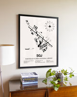 Northeast Florida Regional Airport aviation wall décor in black wood frame