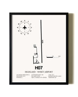 Framed Highland-Winet Airport wall art poster in black frame