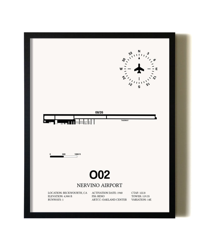 Framed Nervino Airport wall art poster in black frame