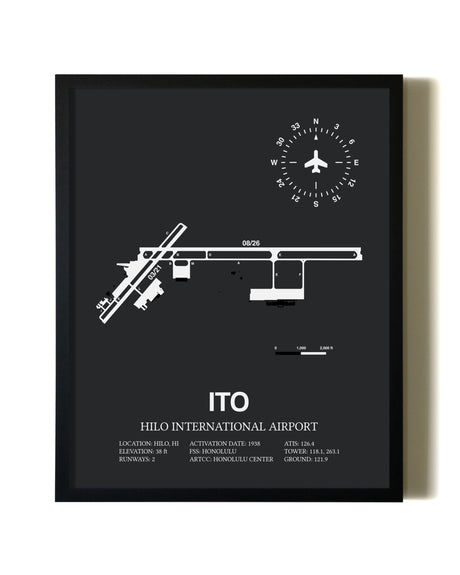 Unframed Hilo International Airport map print poster