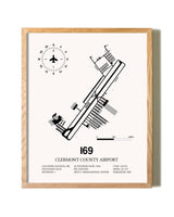 Clermont County Airport framed print in natural wood frame