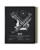 Unframed Baton Rouge Metropolitan Airport (Ryan Field) map print poster