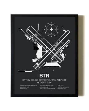 Unframed Baton Rouge Metropolitan Airport (Ryan Field) map print poster