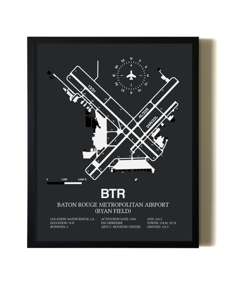 Unframed Baton Rouge Metropolitan Airport (Ryan Field) map print poster