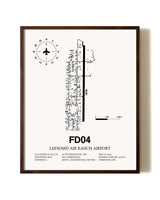 Leeward Air Ranch Airport aviation print in walnut frame