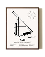 Ardmore Municipal Airport aviation print in walnut frame