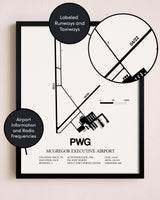 Framed McGregor Executive Airport layout wall art poster