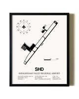 Framed Shenandoah Valley Regional Airport wall art poster in black frame