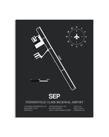 Gray Framed Stephenville Clark Regional Airport layout wall art poster