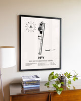 Indy South Greenwood Airport aviation wall décor in black wood frame
