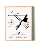Tracy Municipal Airport framed wall art in white frame