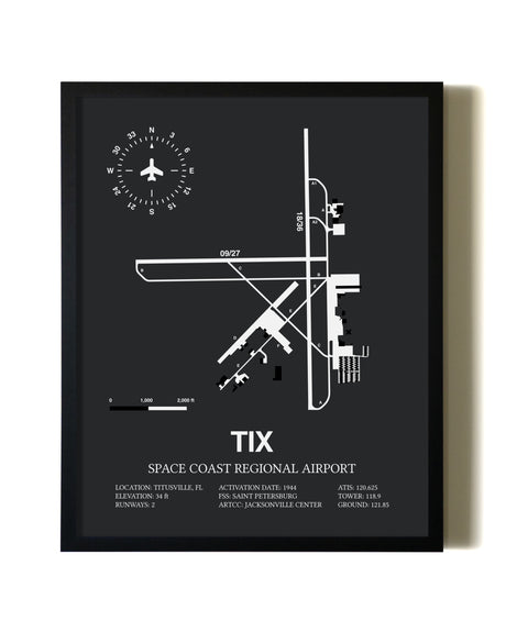Unframed Space Coast Regional Airport map print poster
